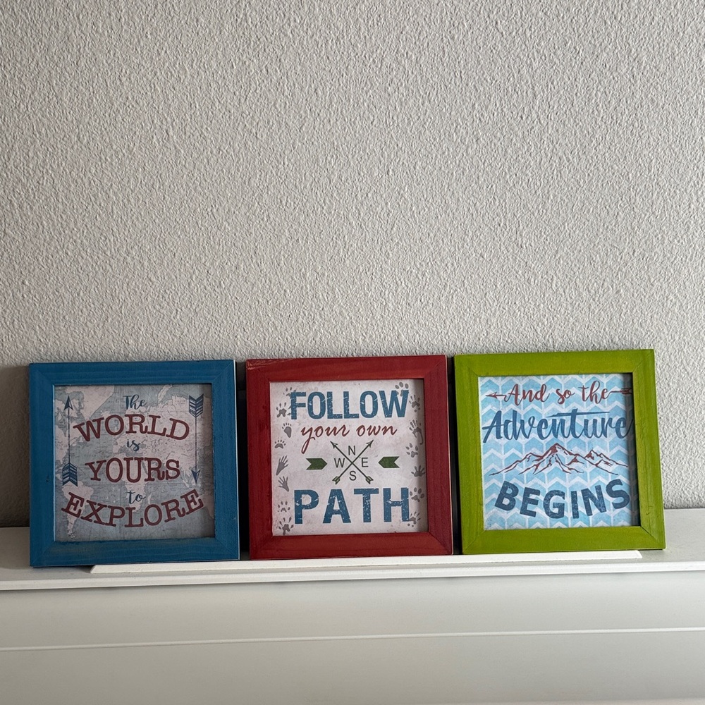 SET of 3 Small Framed Wall Art for the Spirited Adventurer